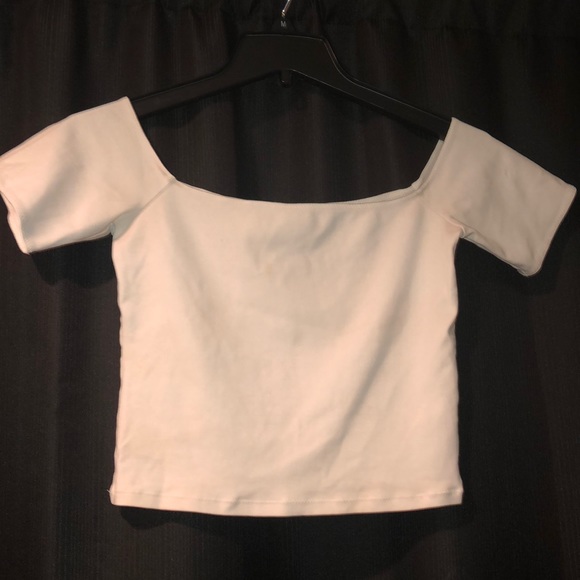 Aritzia Tops - White crop-off shoulder top